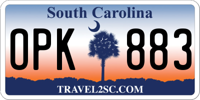 SC license plate OPK883