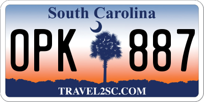 SC license plate OPK887