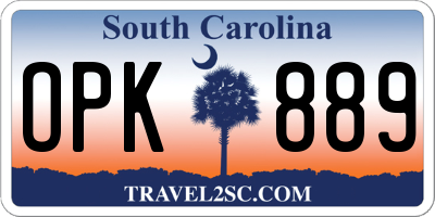 SC license plate OPK889