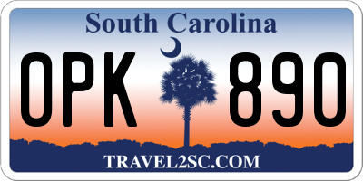 SC license plate OPK890