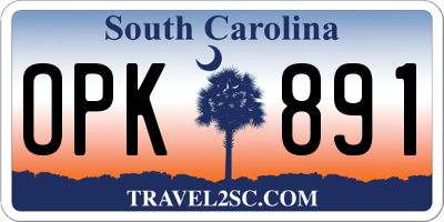 SC license plate OPK891