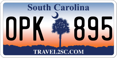 SC license plate OPK895
