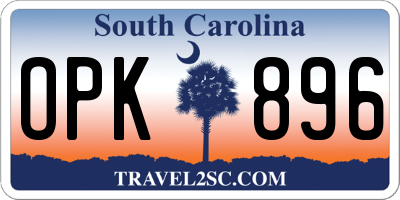 SC license plate OPK896