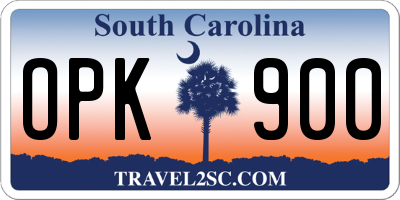 SC license plate OPK900
