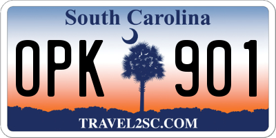 SC license plate OPK901