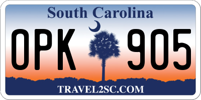 SC license plate OPK905