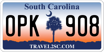 SC license plate OPK908