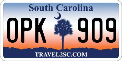 SC license plate OPK909