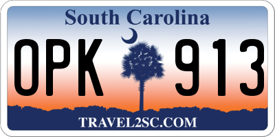 SC license plate OPK913