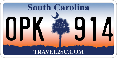 SC license plate OPK914