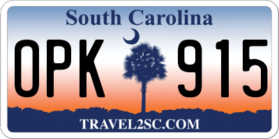 SC license plate OPK915