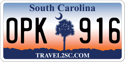SC license plate OPK916