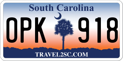 SC license plate OPK918