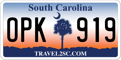 SC license plate OPK919