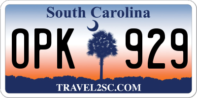 SC license plate OPK929
