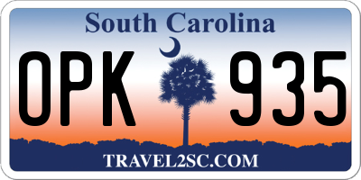 SC license plate OPK935