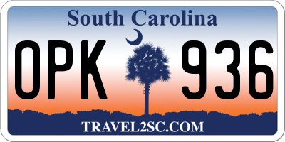 SC license plate OPK936