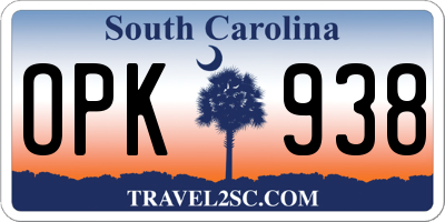 SC license plate OPK938