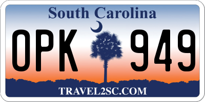SC license plate OPK949