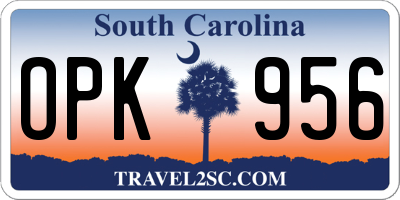 SC license plate OPK956