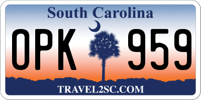 SC license plate OPK959