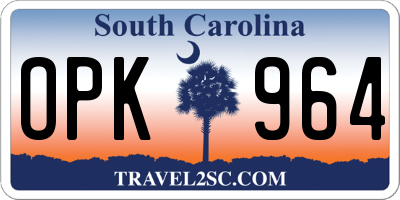 SC license plate OPK964