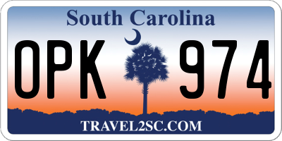 SC license plate OPK974