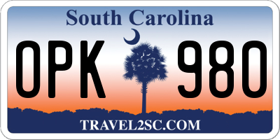 SC license plate OPK980