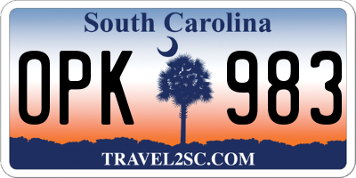 SC license plate OPK983