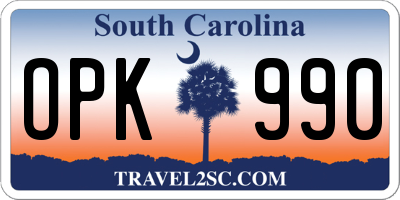 SC license plate OPK990