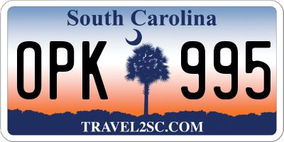 SC license plate OPK995