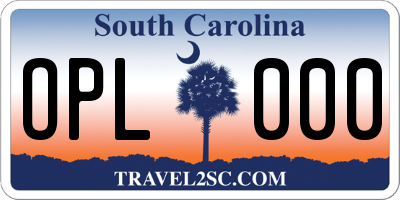 SC license plate OPL000