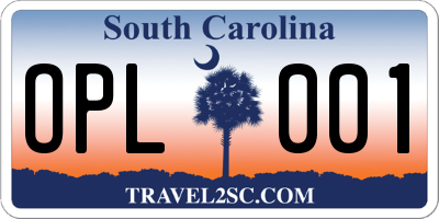SC license plate OPL001