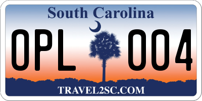 SC license plate OPL004