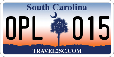 SC license plate OPL015