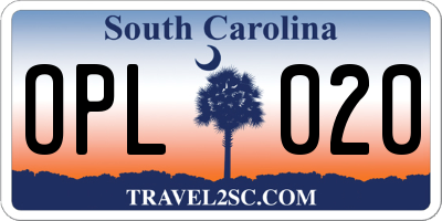 SC license plate OPL020