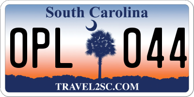 SC license plate OPL044