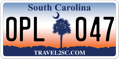 SC license plate OPL047