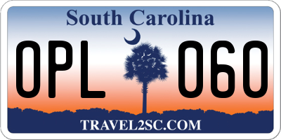 SC license plate OPL060