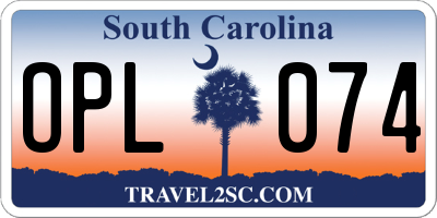 SC license plate OPL074