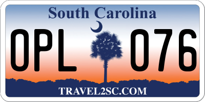 SC license plate OPL076