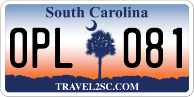 SC license plate OPL081
