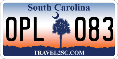 SC license plate OPL083