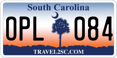 SC license plate OPL084