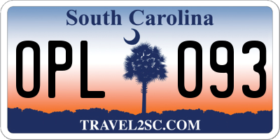 SC license plate OPL093