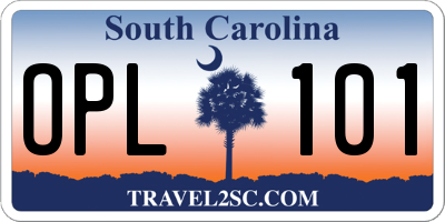 SC license plate OPL101