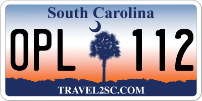 SC license plate OPL112