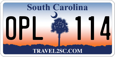 SC license plate OPL114