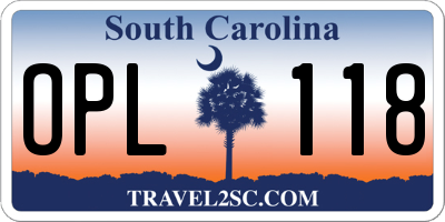 SC license plate OPL118