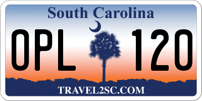 SC license plate OPL120